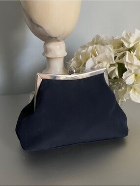 Classic Black Frame Clutch Bag - Silver Trim